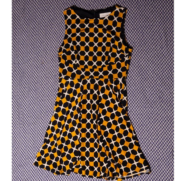 Donna Morgan Navy/Yellow Print Dress, sz 8 - Picture 1 of 6